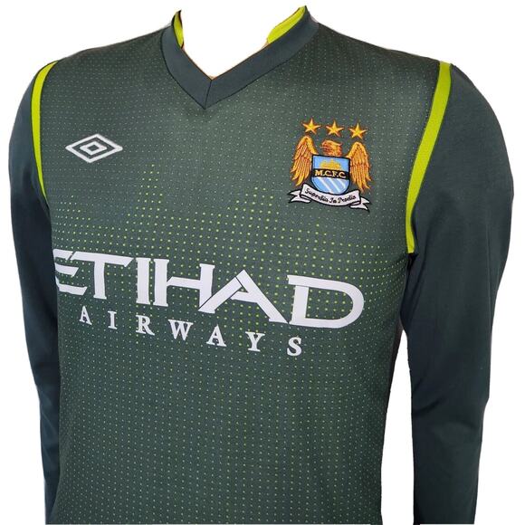MANCHESTER CITY 2011-2012 ORIGINAL GOALKEEPER JERSEY Sz 36 EUC Umbro Ethiad Air - Picture 2 of 7